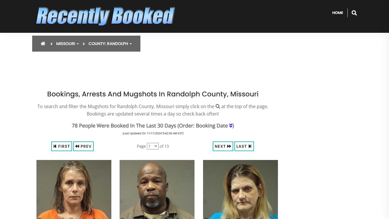 Bookings, Arrests and Mugshots in Randolph County, Missouri